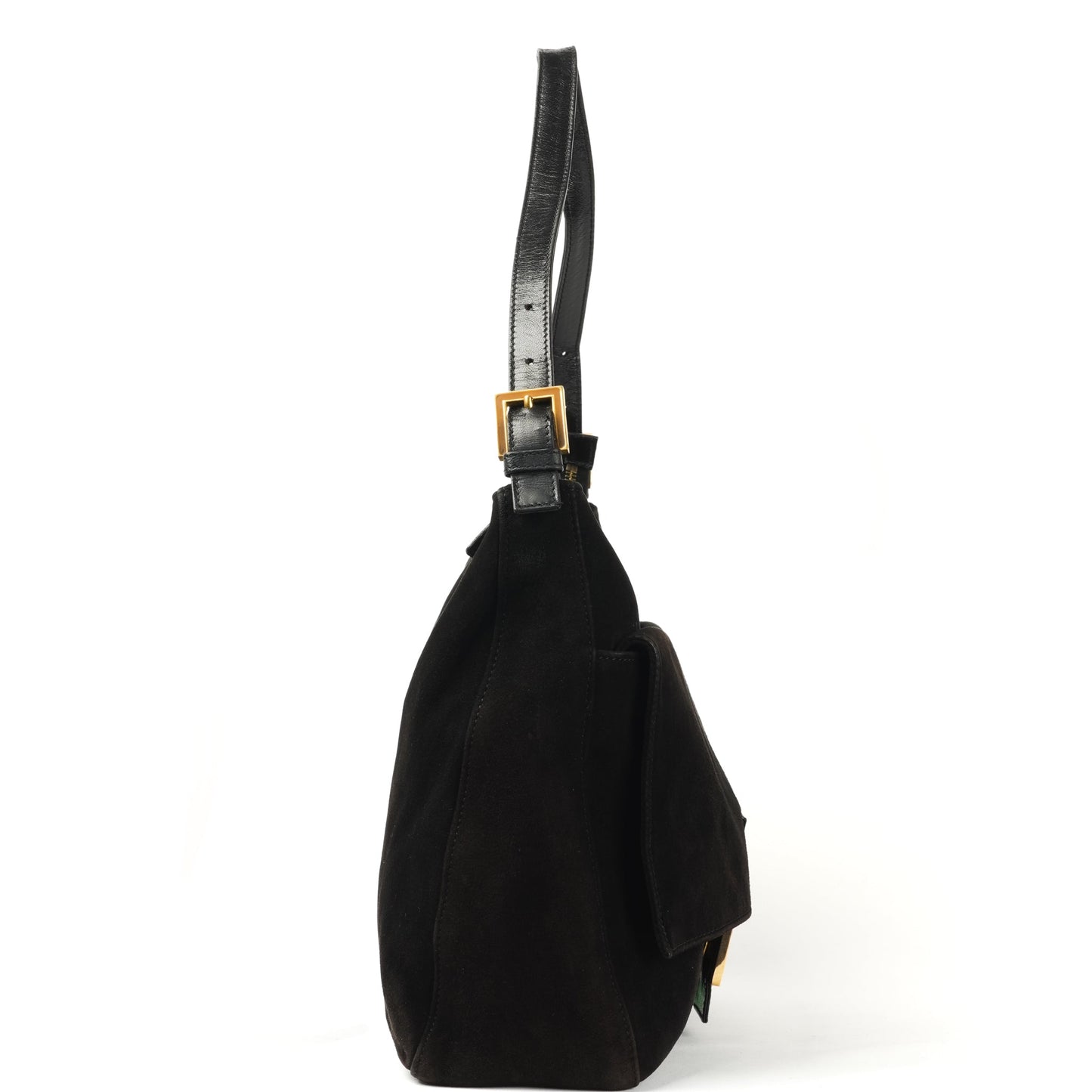Fendi Mamma Baguette Black Suede Shoulder Bag - St. Luxe