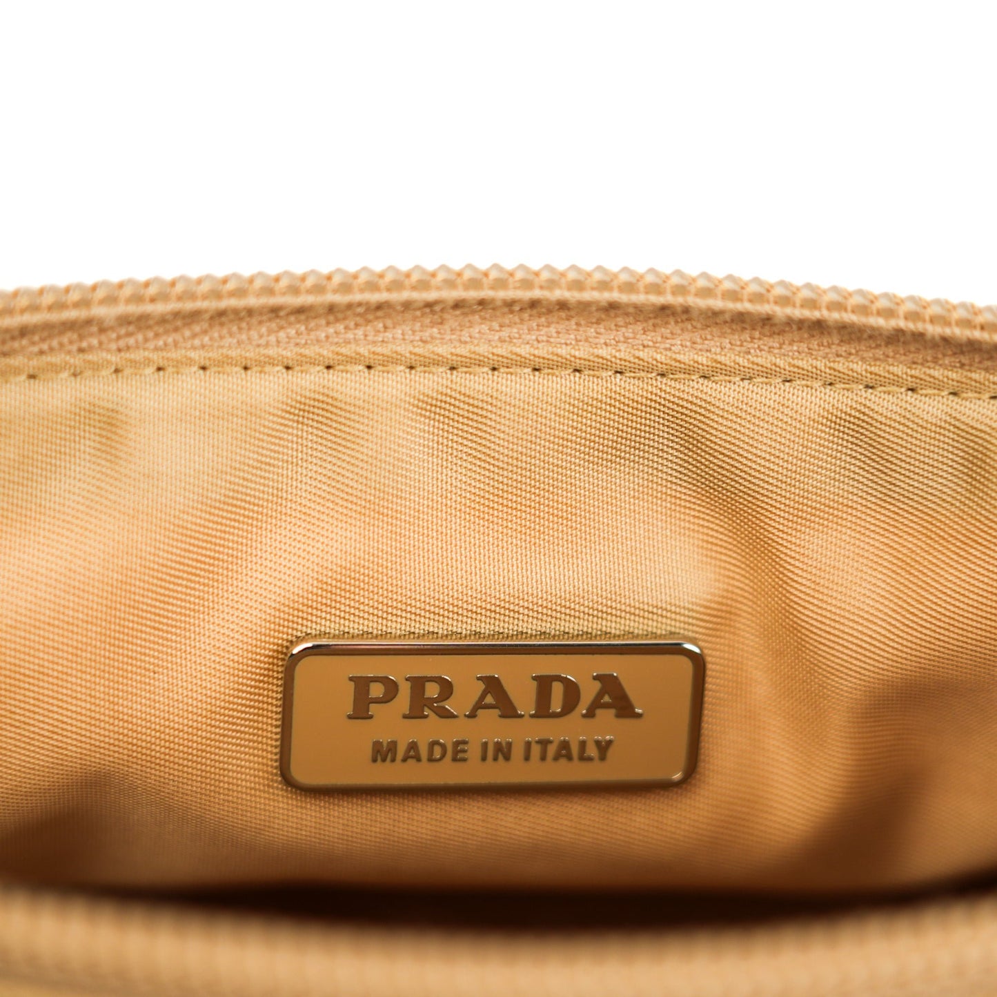 Prada Nylon Pochette - Beige with Silver Hardware - St. Luxe