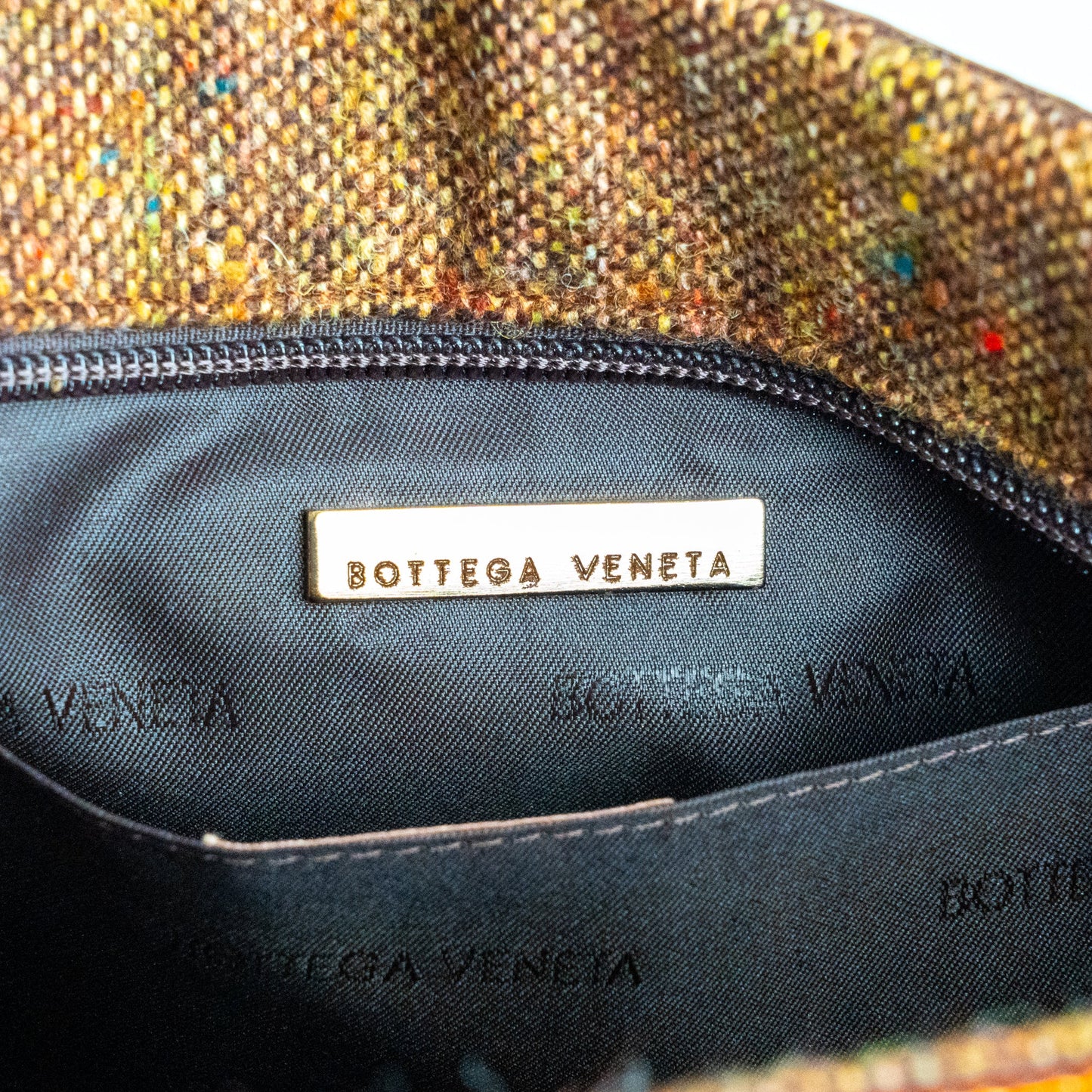 Bottega Veneta Vintage Tweed and Leather Shoulder Bag - St. Luxe