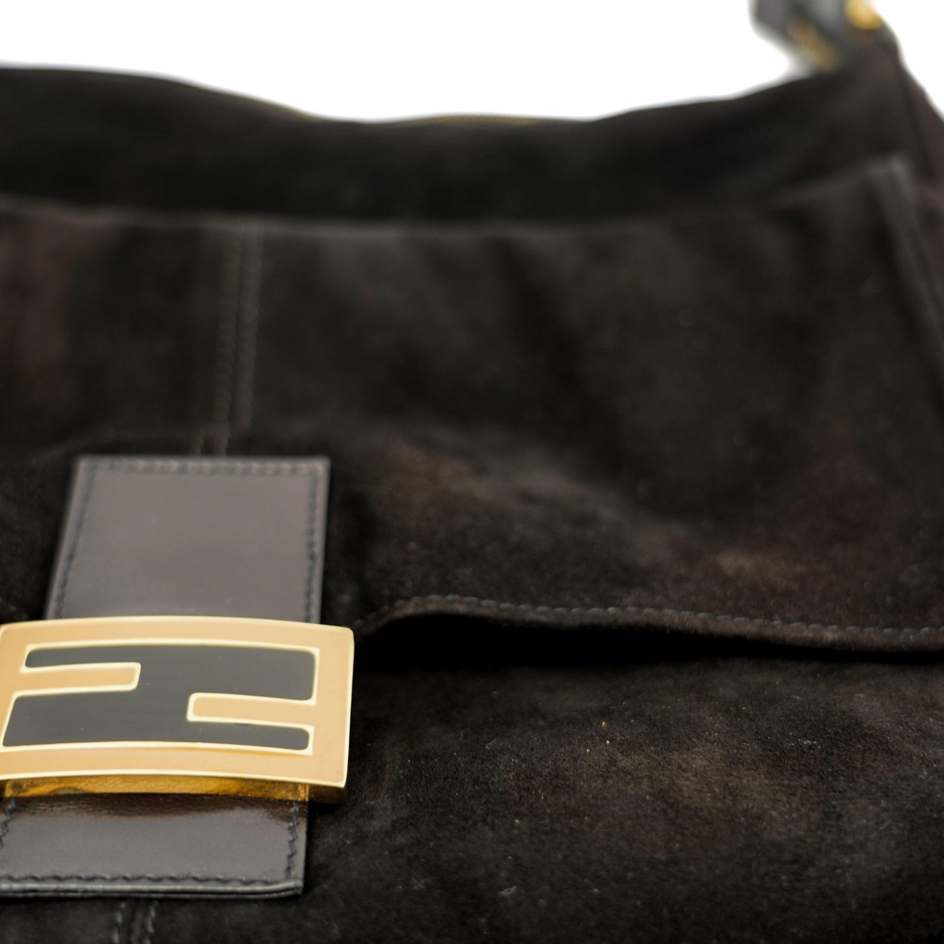 Fendi Mamma Baguette Black Suede Shoulder Bag - St. Luxe