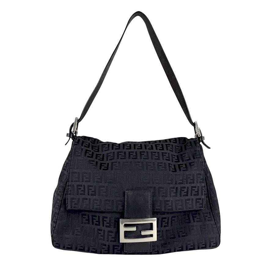 Fendi Mamma Baguette Black Zucca Shoulder Bag - St. Luxe