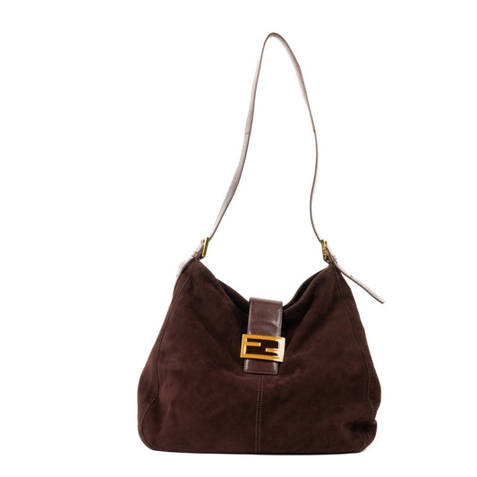 Fendi Mamma Baguette Dark Brown Suede - St. Luxe