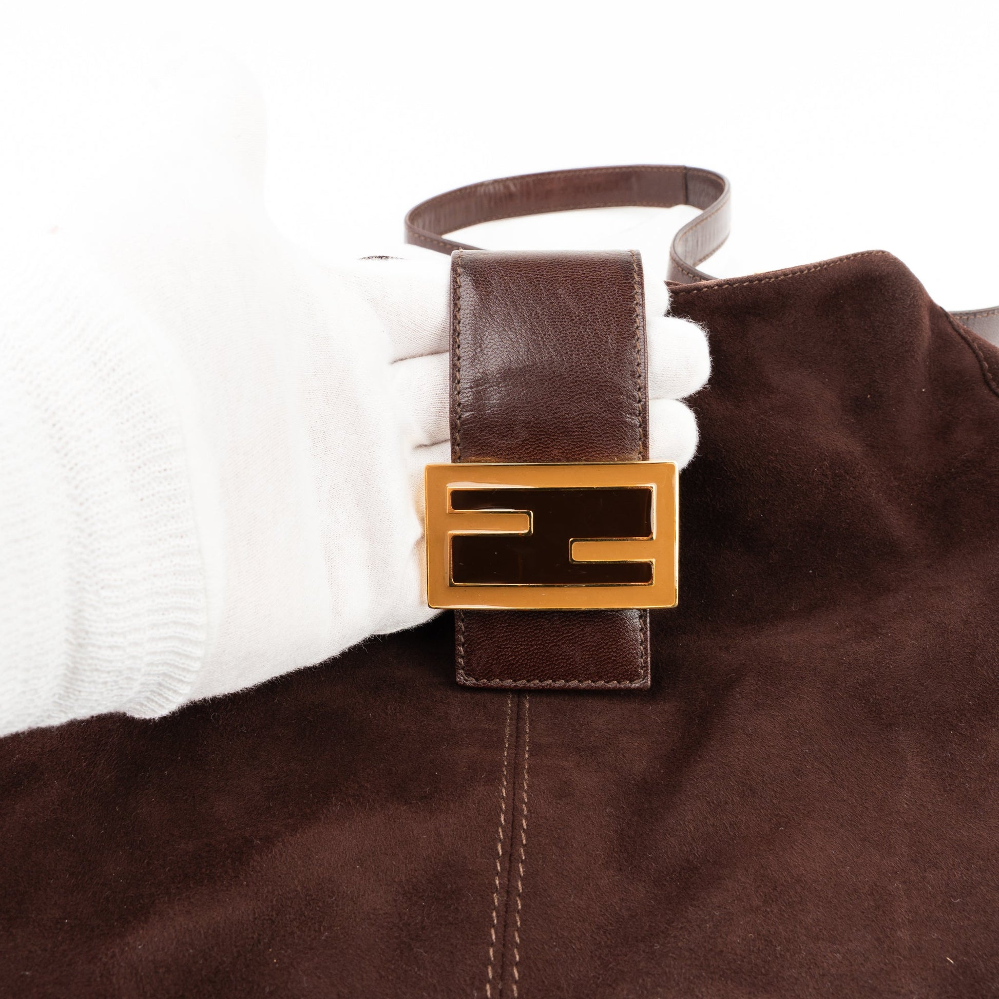 Fendi Mamma Baguette Dark Brown Suede - St. Luxe