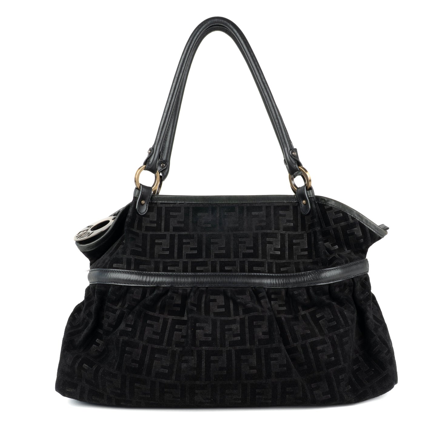 Fendi Zucca Chef Tote Bag in Black Suede - St. Luxe