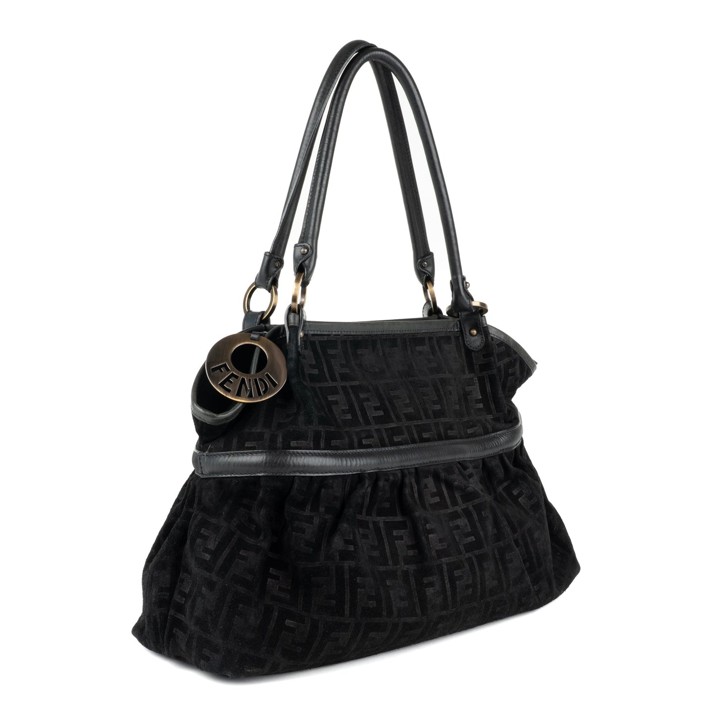 Fendi Zucca Chef Tote Bag in Black Suede - St. Luxe