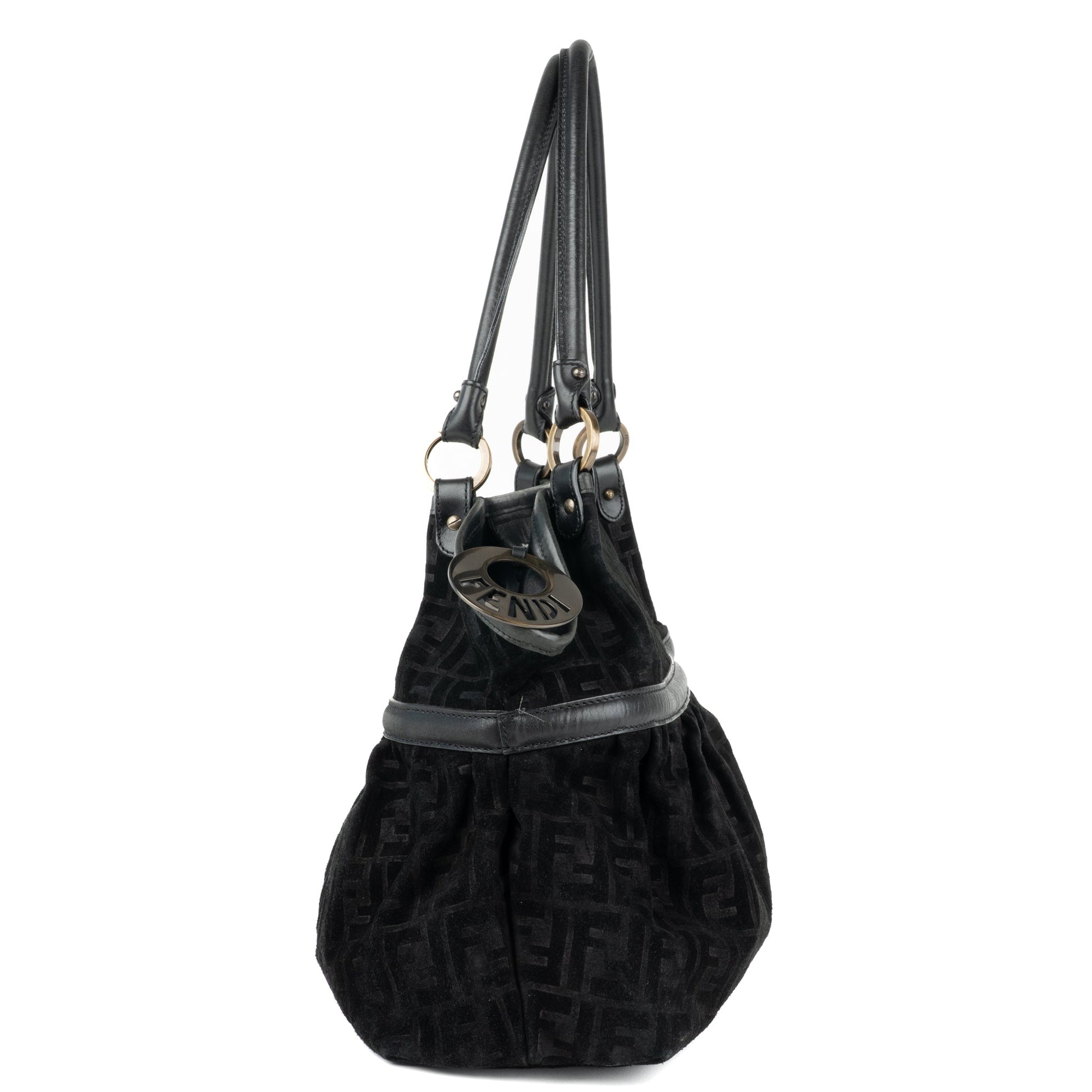 Fendi Zucca Chef Tote Bag in Black Suede - St. Luxe