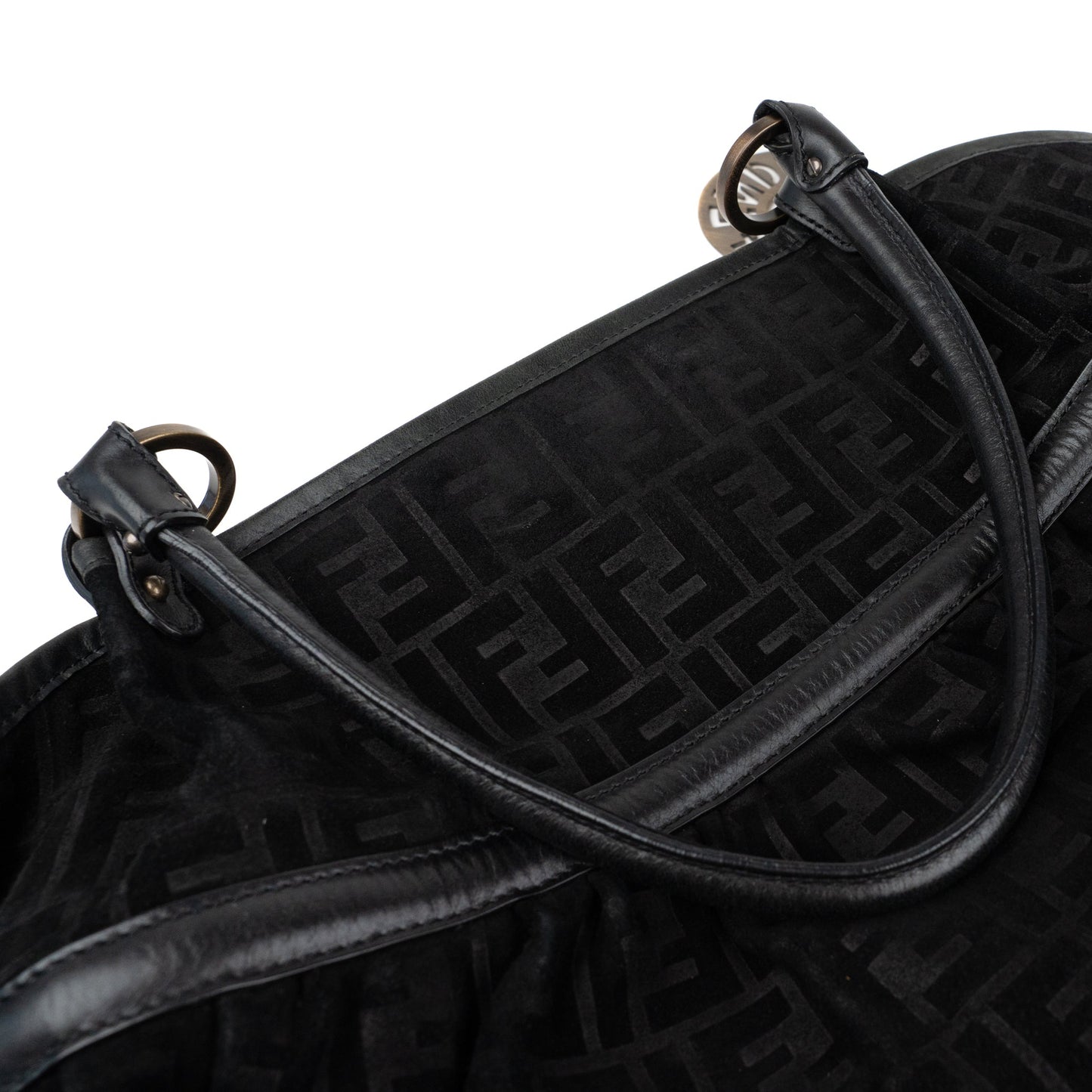 Fendi Zucca Chef Tote Bag in Black Suede - St. Luxe