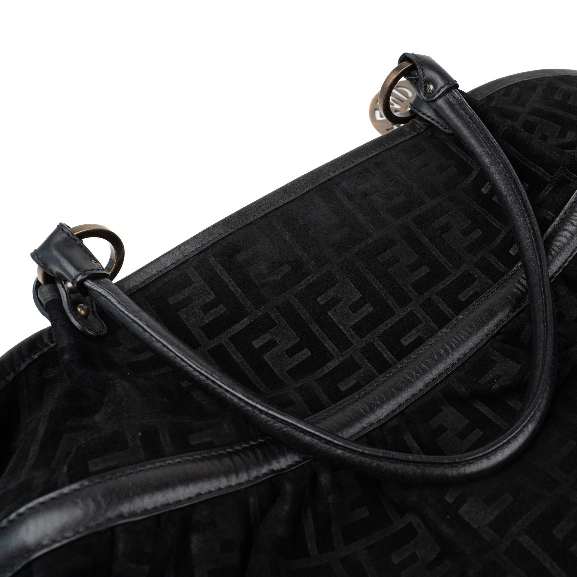 Fendi Zucca Chef Tote Bag in Black Suede - St. Luxe