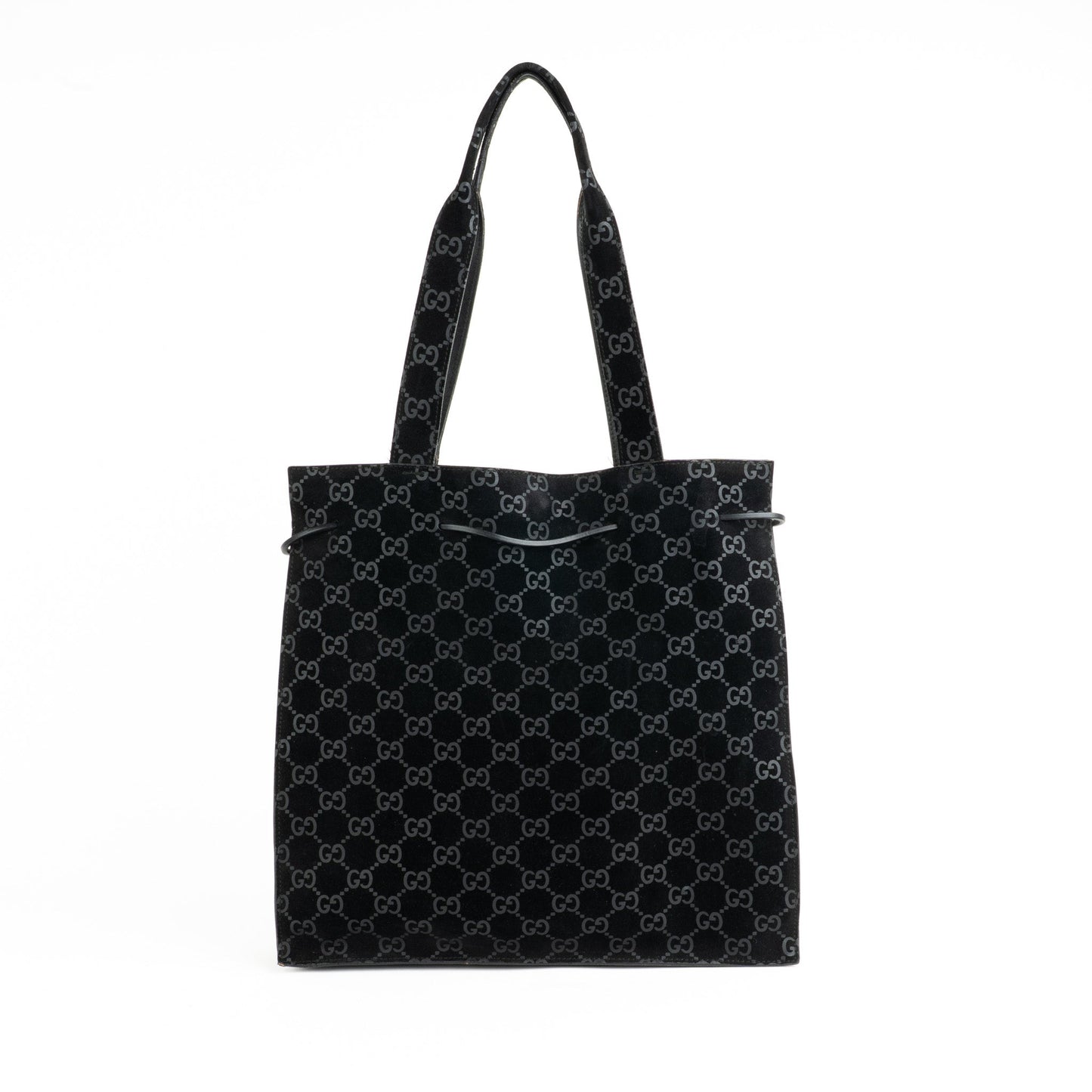 Gucci 97 suede GG Monogram Drawstring Tote Bag - St. Luxe