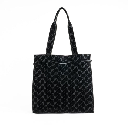 Gucci 97 suede GG Monogram Drawstring Tote Bag - St. Luxe