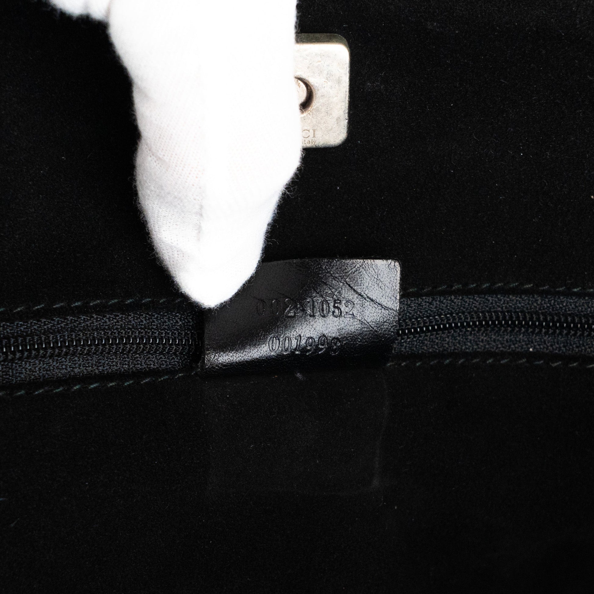 Gucci 97 suede GG Monogram Drawstring Tote Bag - St. Luxe