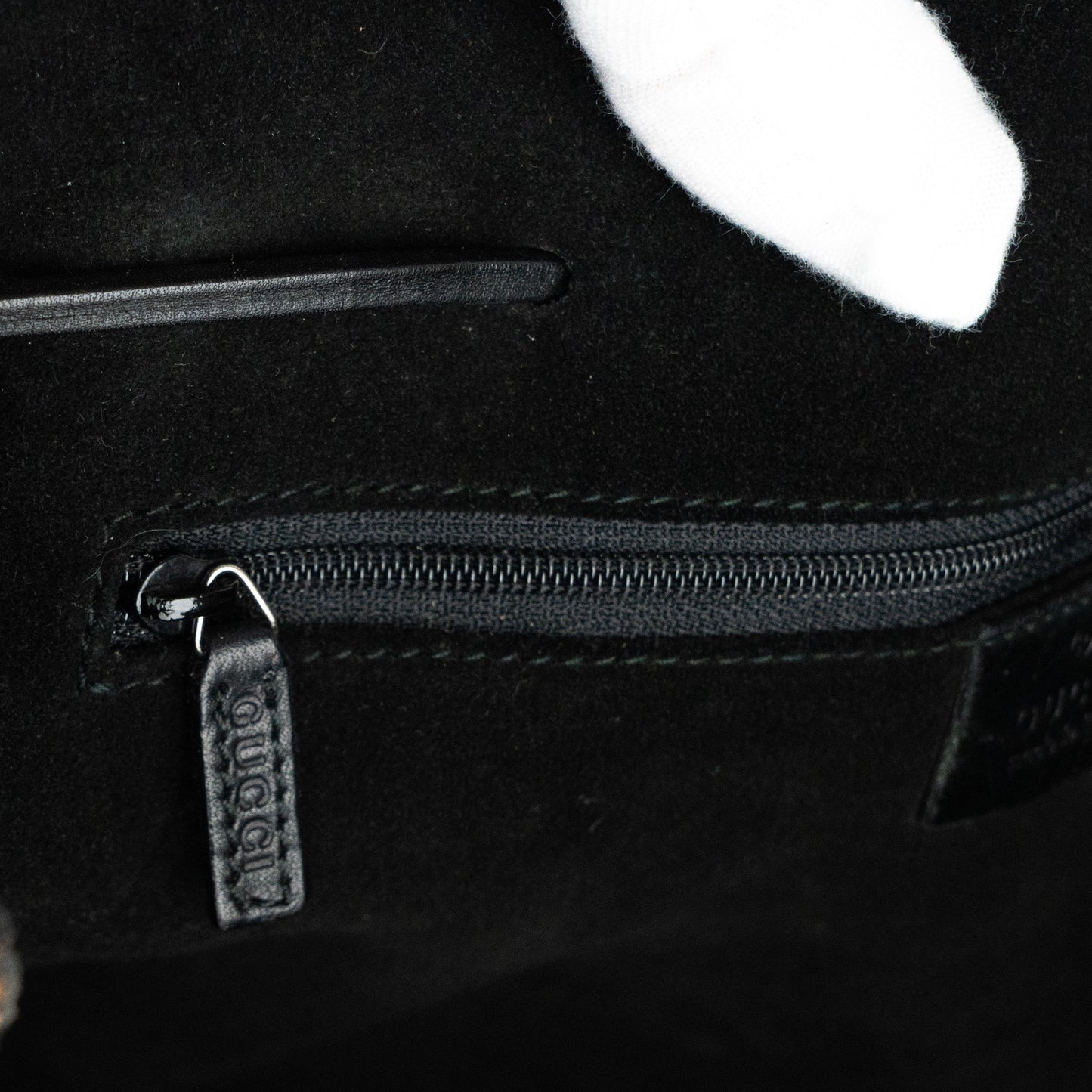 Gucci 97 suede GG Monogram Drawstring Tote Bag - St. Luxe