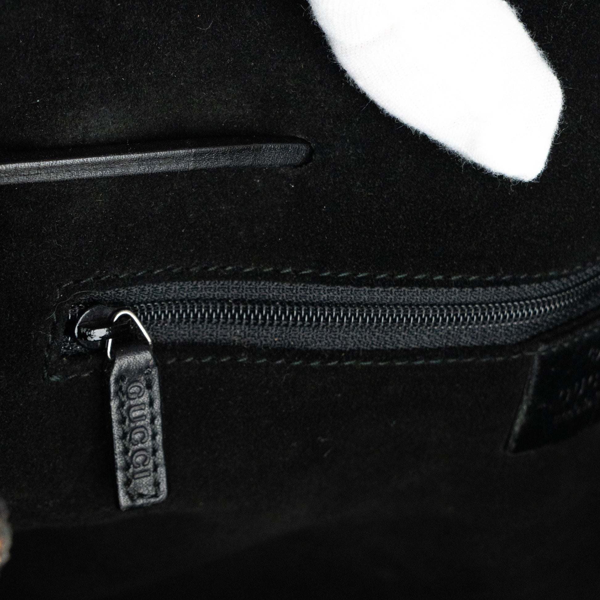 Gucci 97 suede GG Monogram Drawstring Tote Bag - St. Luxe