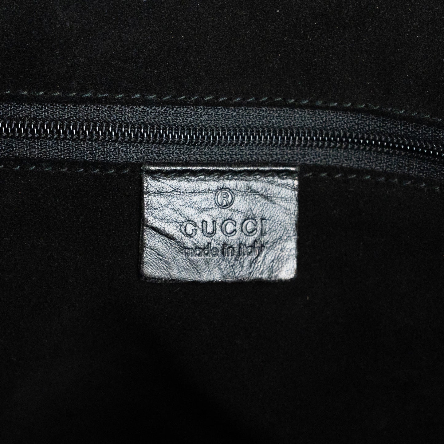 Gucci 97 suede GG Monogram Drawstring Tote Bag - St. Luxe