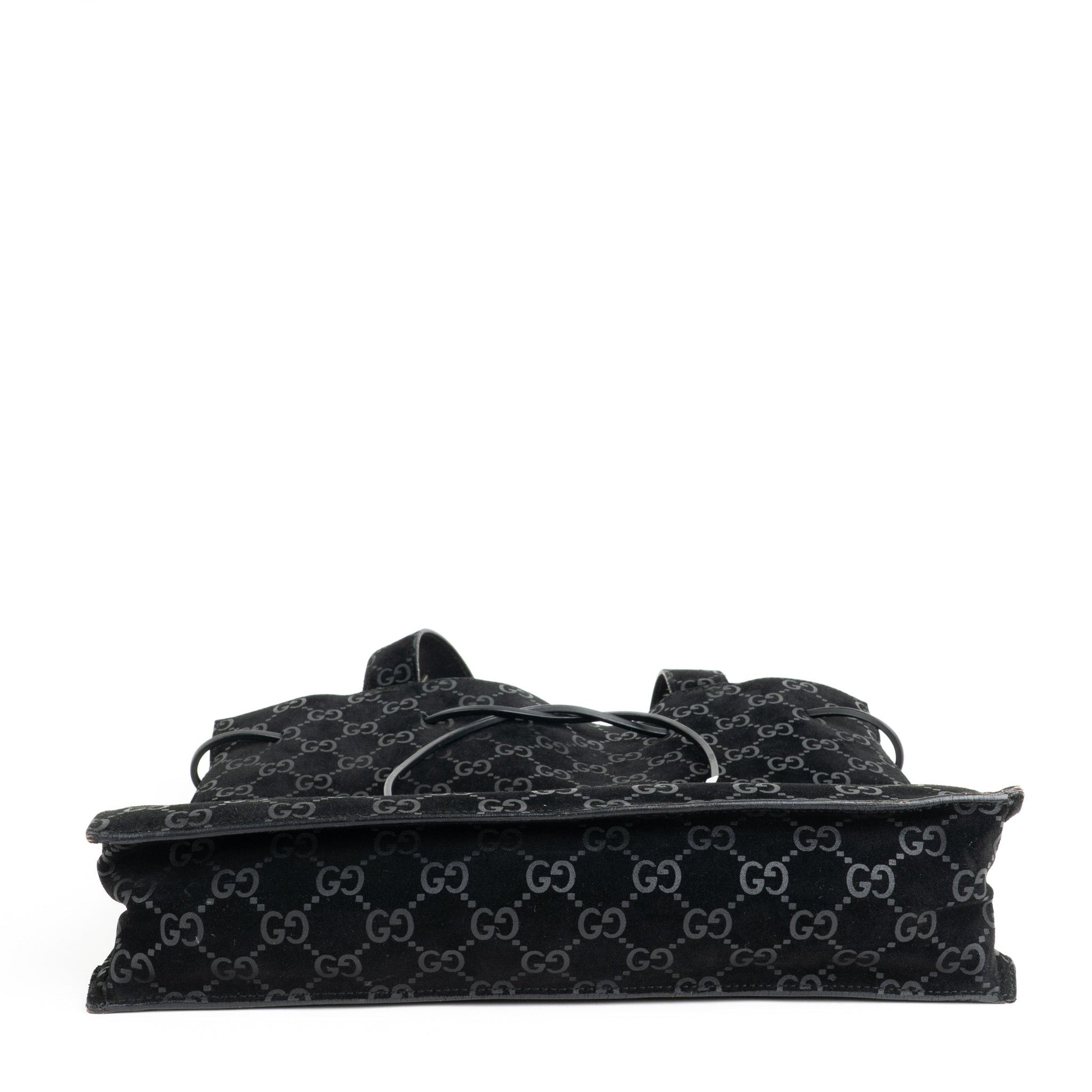 Gucci 97 suede GG Monogram Drawstring Tote Bag - St. Luxe
