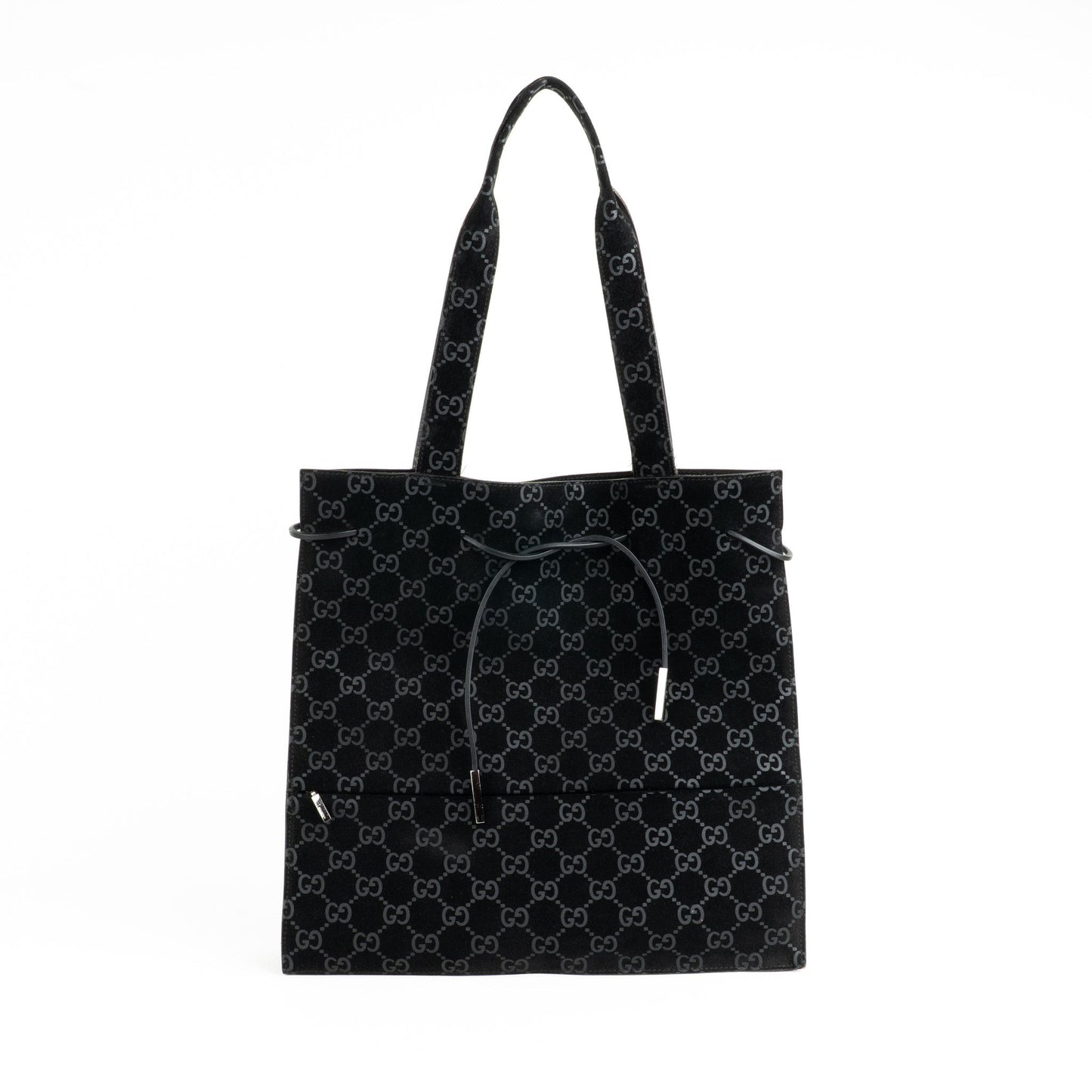Gucci 97 suede GG Monogram Drawstring Tote Bag - St. Luxe