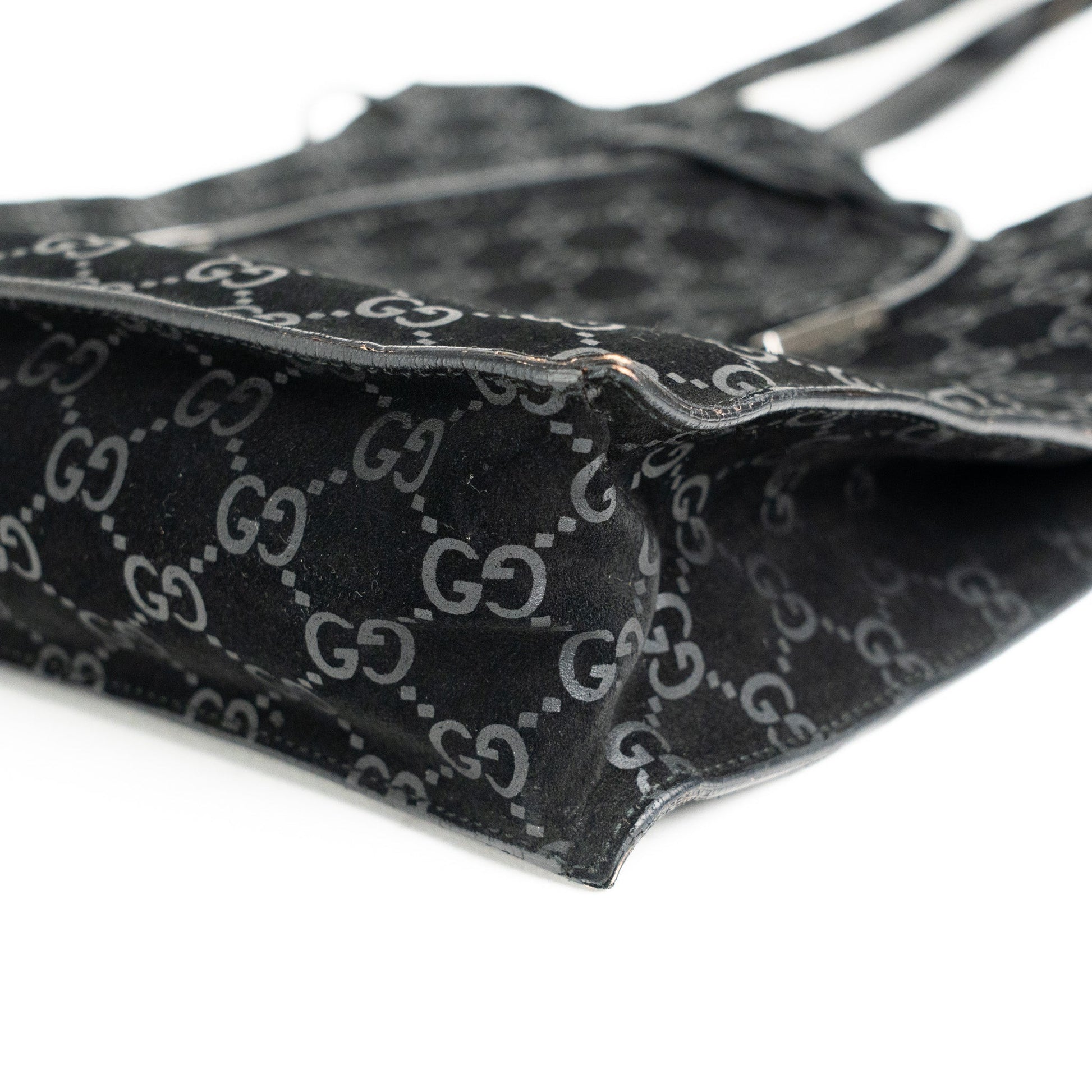 Gucci 97 suede GG Monogram Drawstring Tote Bag - St. Luxe