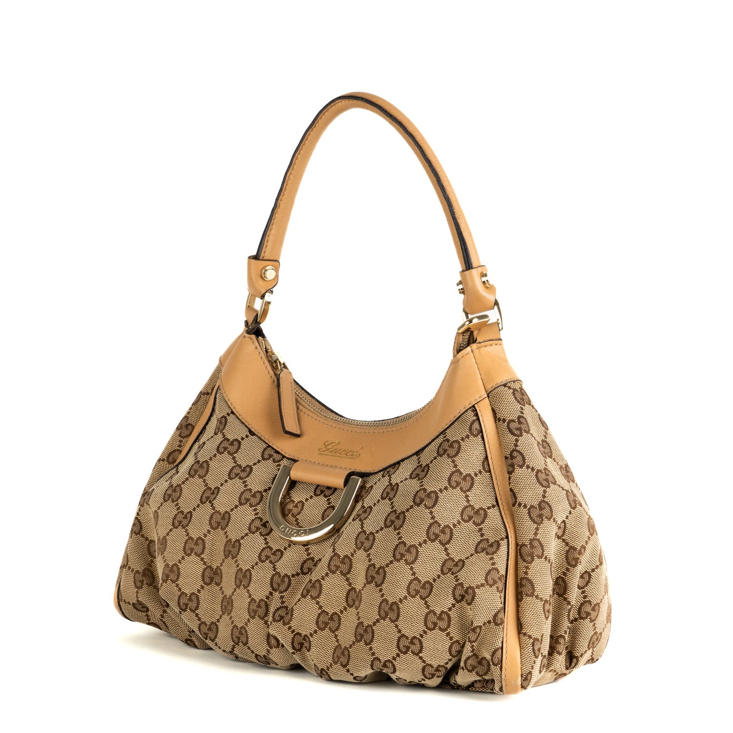 Gucci Beige GG Canvas and Leather Abbey D-Ring Shoulder Bag - St. Luxe