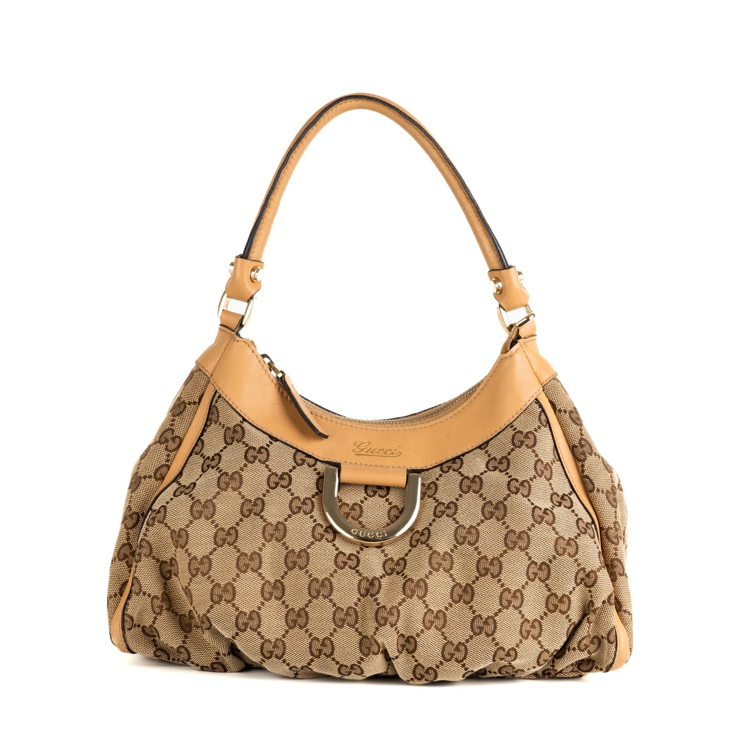 Gucci Beige GG Canvas and Leather Abbey D-Ring Shoulder Bag - St. Luxe