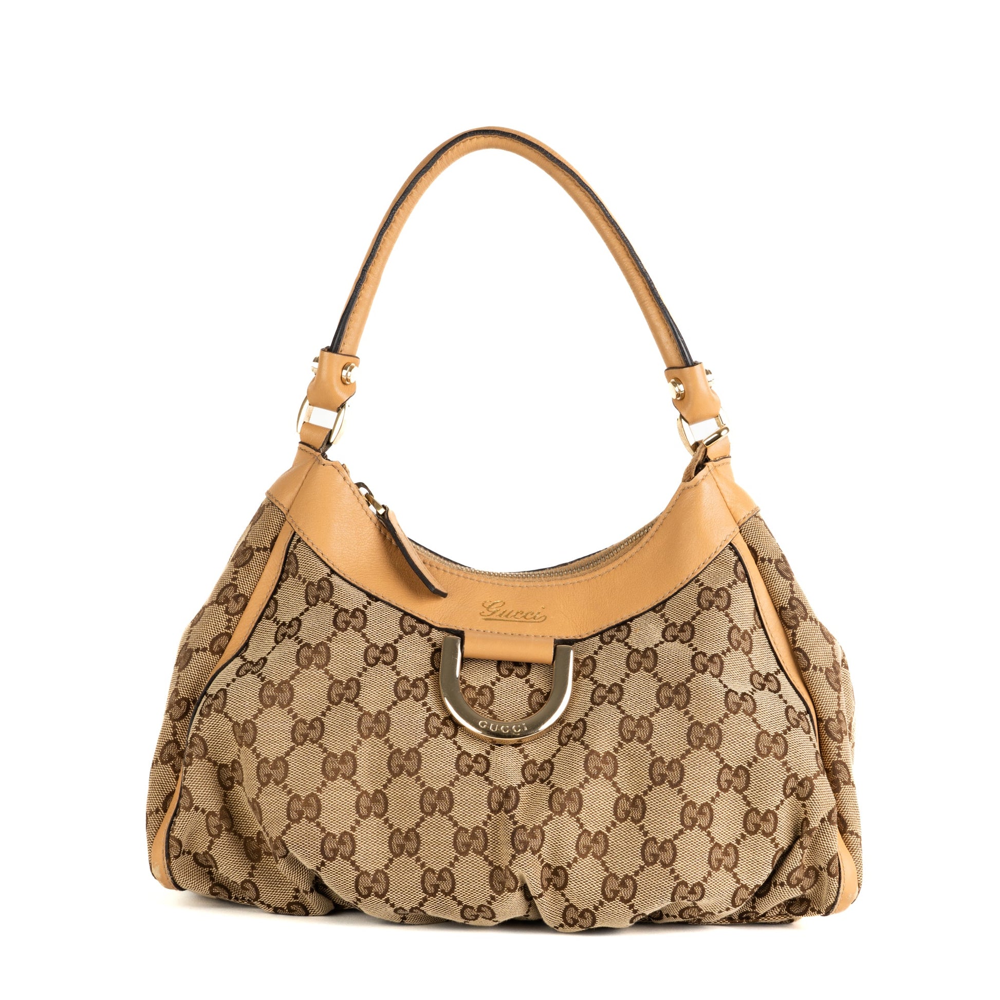 Gucci Beige GG Canvas and Leather Abbey D-Ring Shoulder Bag - St. Luxe