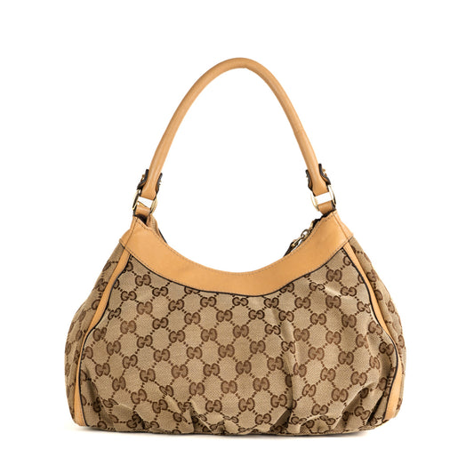 Gucci Beige GG Canvas and Leather Abbey D-Ring Shoulder Bag - St. Luxe