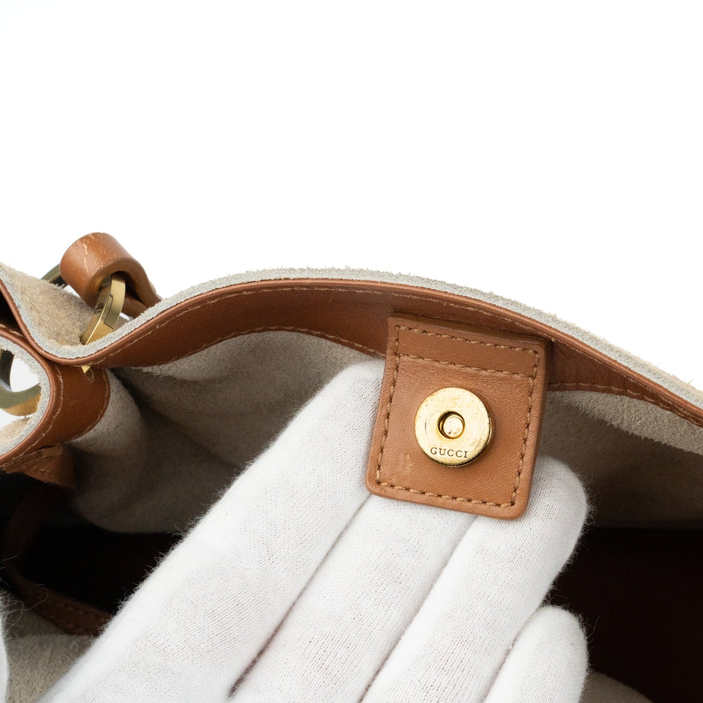 Gucci Beige Suede and Tan Leather Tote Bag - St. Luxe