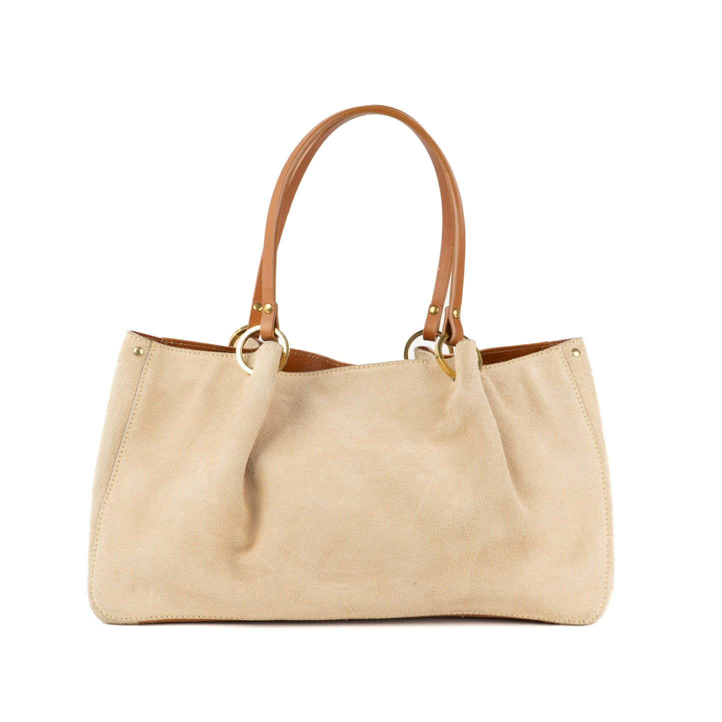 Gucci Beige Suede and Tan Leather Tote Bag - St. Luxe
