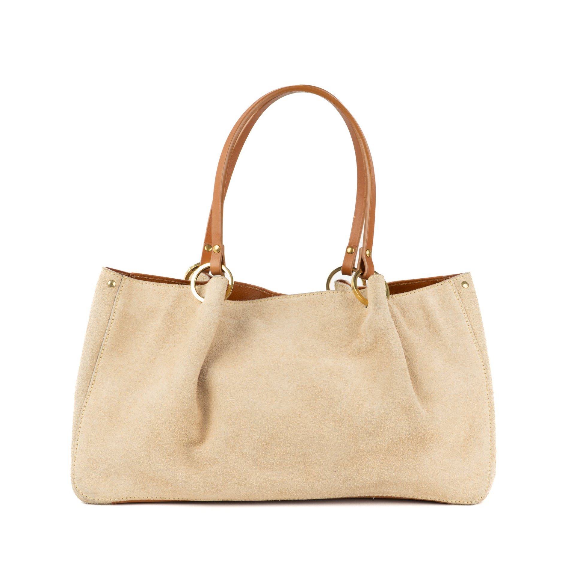 Gucci Beige Suede and Tan Leather Tote Bag - St. Luxe