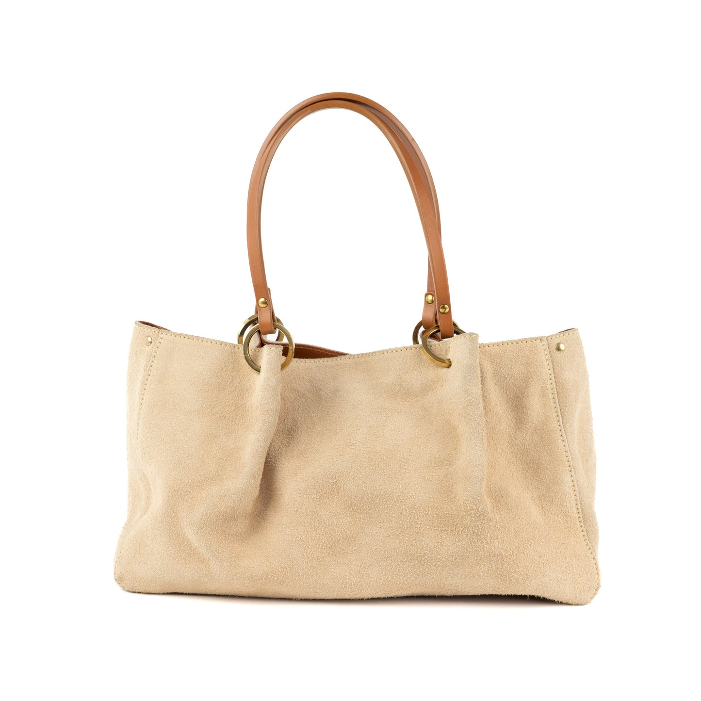 Gucci Beige Suede and Tan Leather Tote Bag - St. Luxe