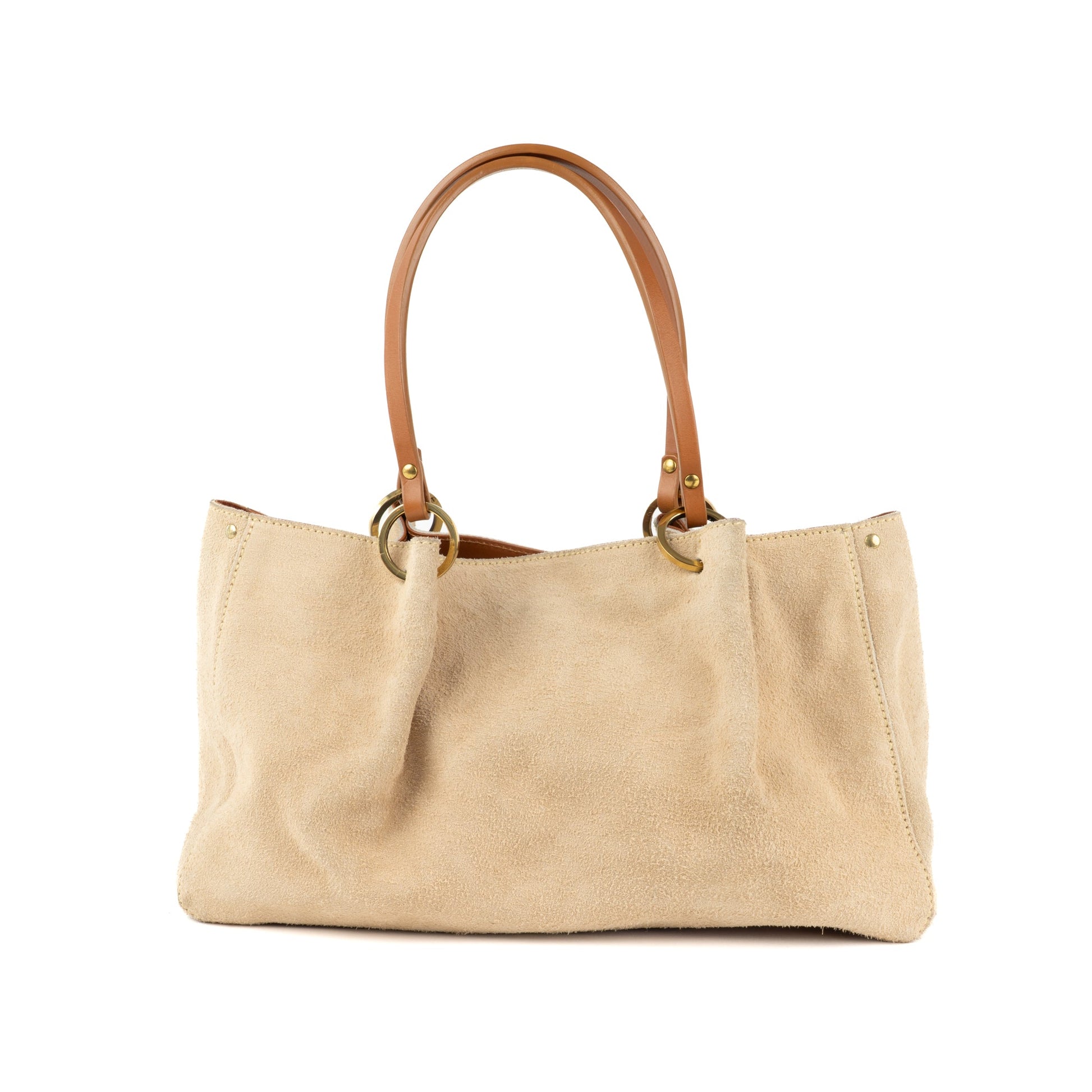 Gucci Beige Suede and Tan Leather Tote Bag - St. Luxe