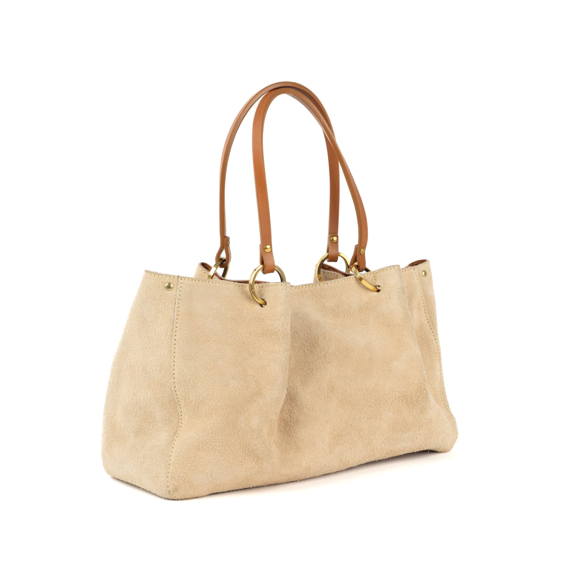 Gucci Beige Suede and Tan Leather Tote Bag - St. Luxe