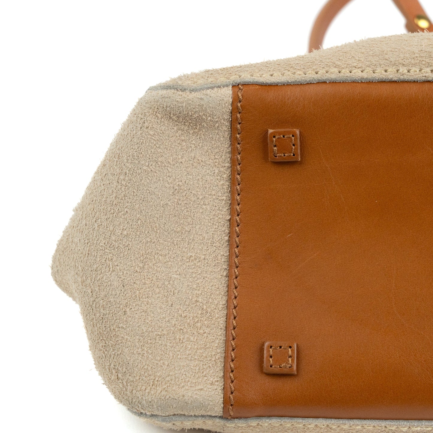 Gucci Beige Suede and Tan Leather Tote Bag - St. Luxe