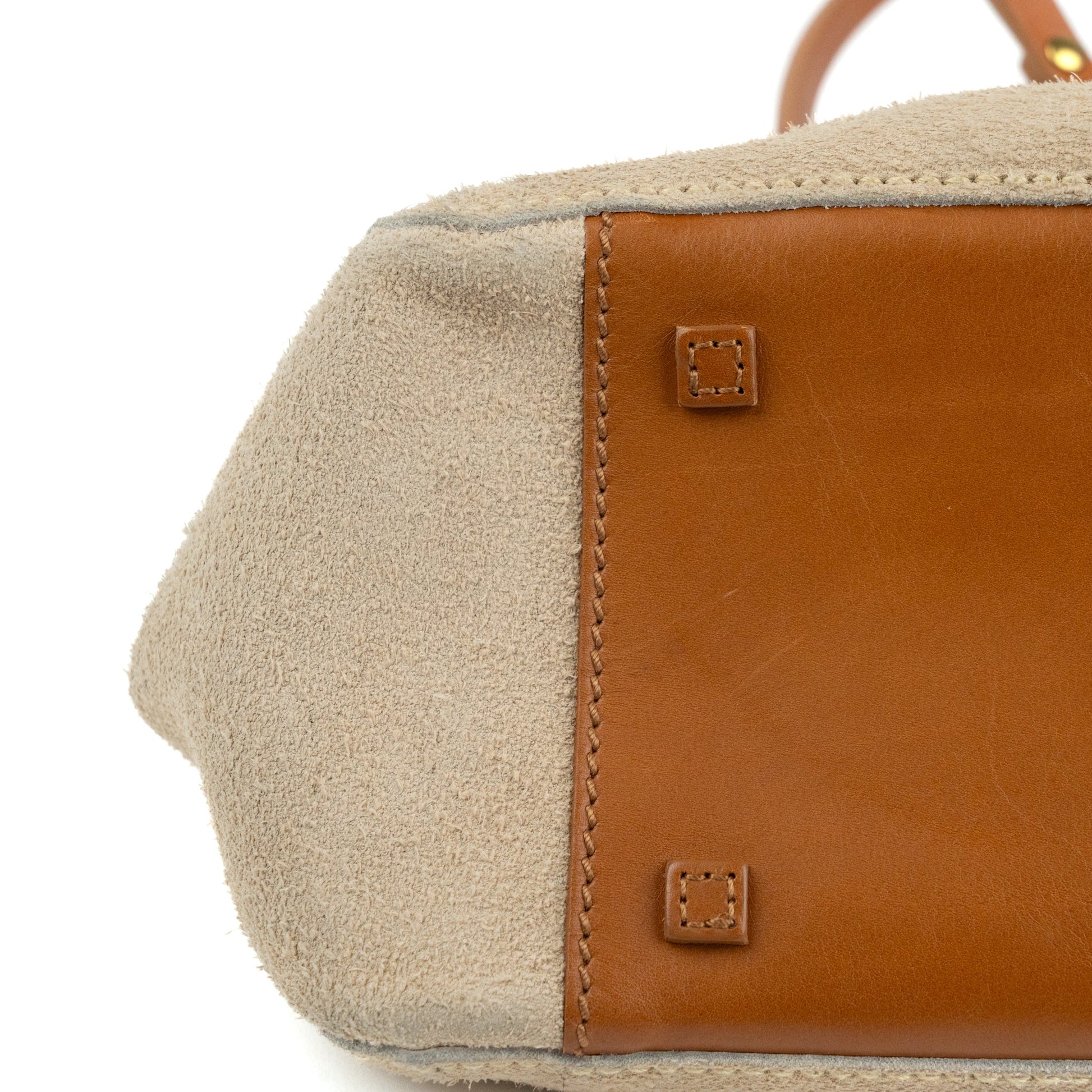 Gucci Beige Suede and Tan Leather Tote Bag - St. Luxe