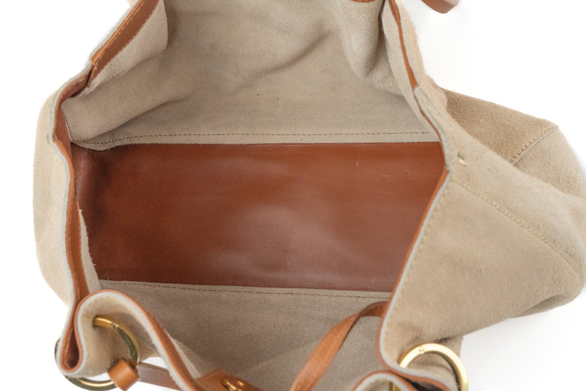 Gucci Beige Suede and Tan Leather Tote Bag - St. Luxe