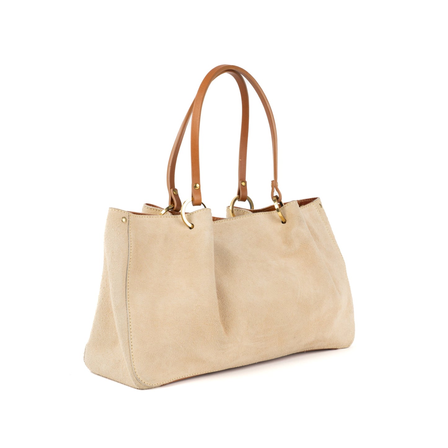 Gucci Beige Suede and Tan Leather Tote Bag - St. Luxe