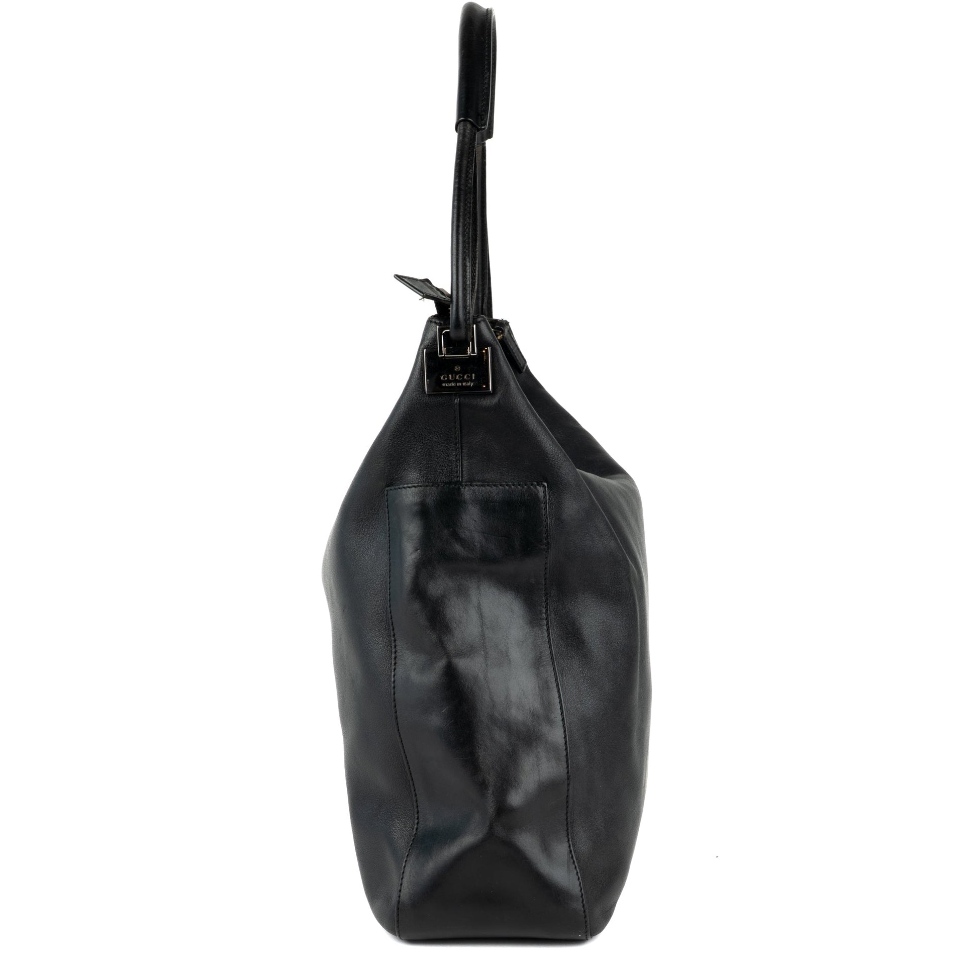 Gucci Black Leather Punch Tote Bag - St. Luxe