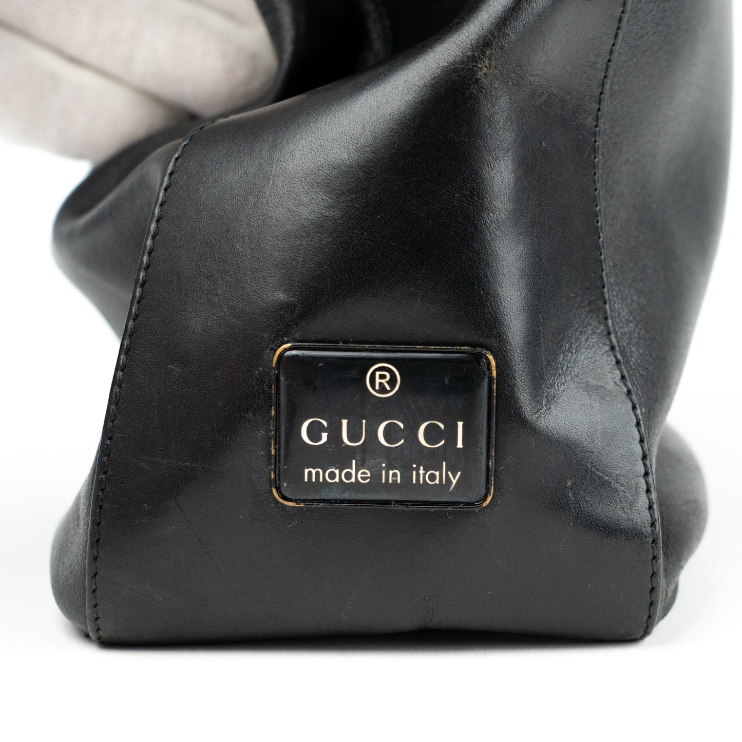 Gucci Black Leather Punch Tote Bag - St. Luxe