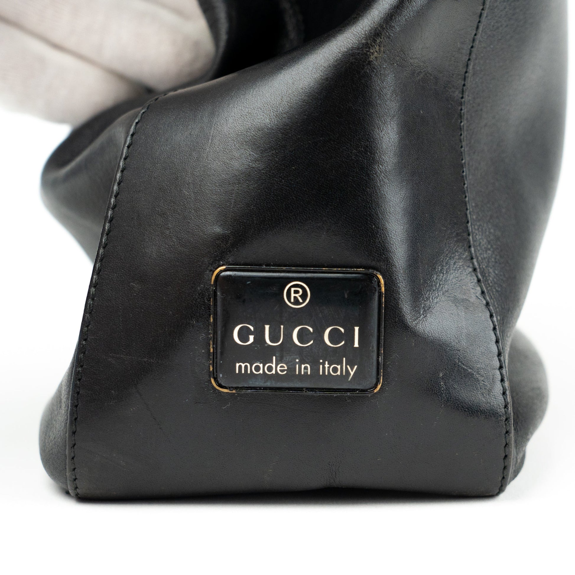 Gucci Black Leather Punch Tote Bag - St. Luxe