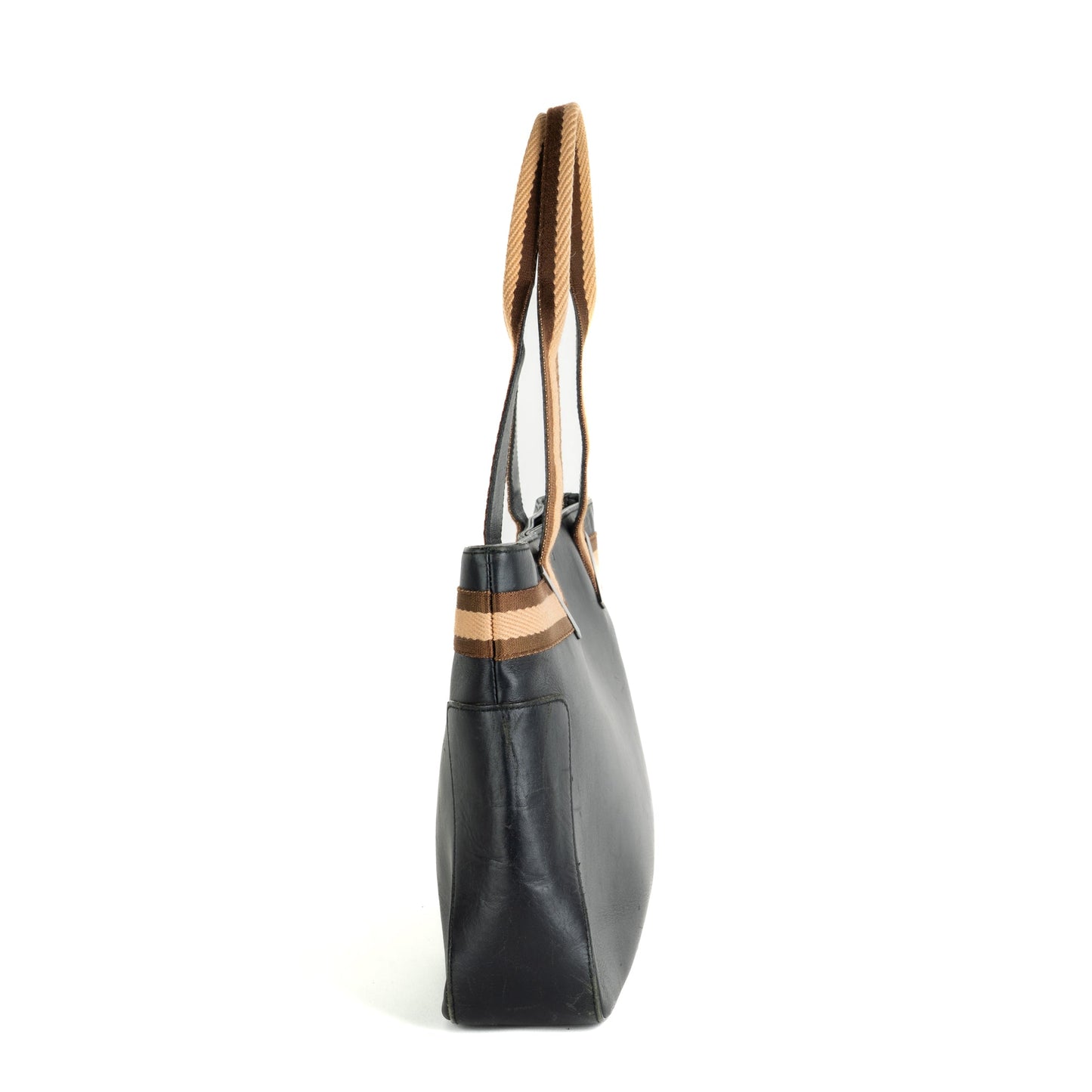Gucci Black Leather Web Shoulder Tote Bag - St. Luxe