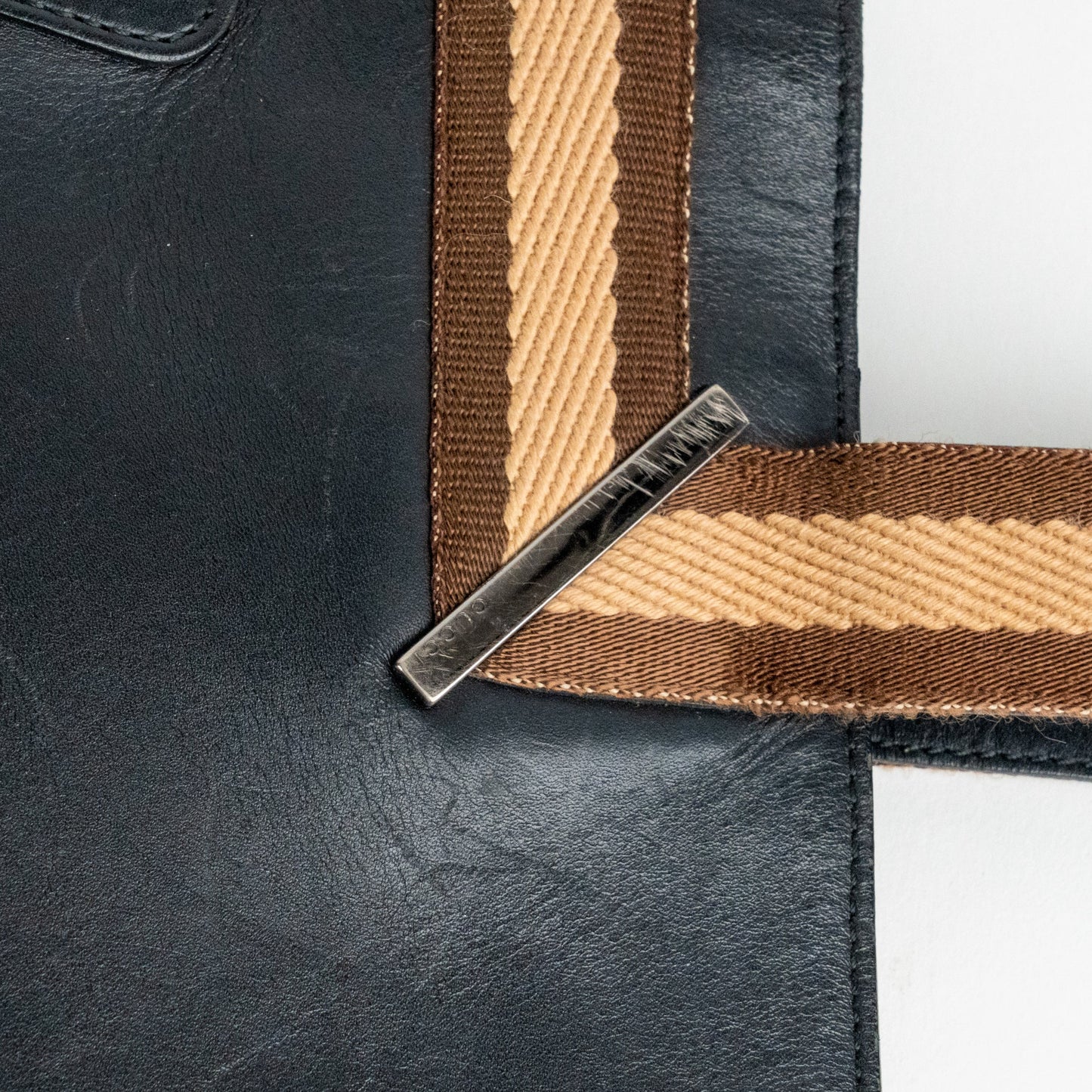 Gucci Black Leather Web Shoulder Tote Bag - St. Luxe