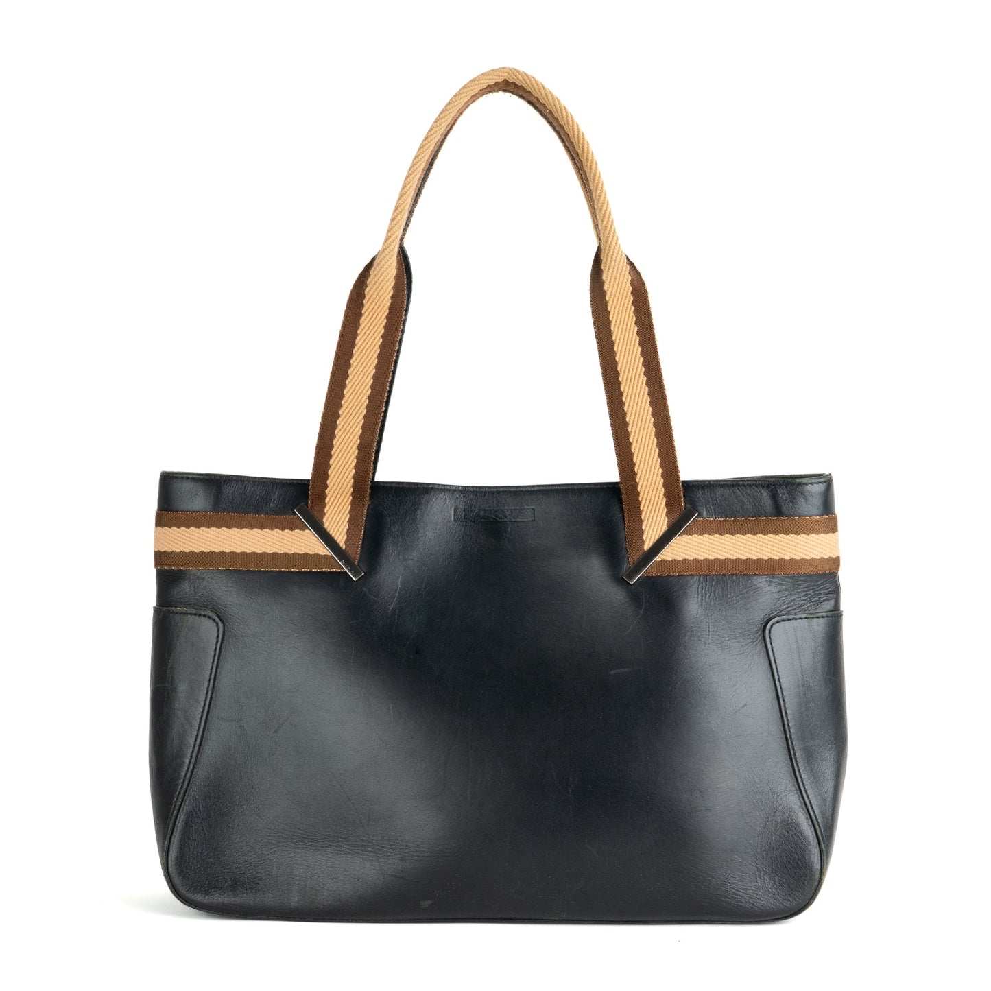 Gucci Black Leather Web Shoulder Tote Bag - St. Luxe