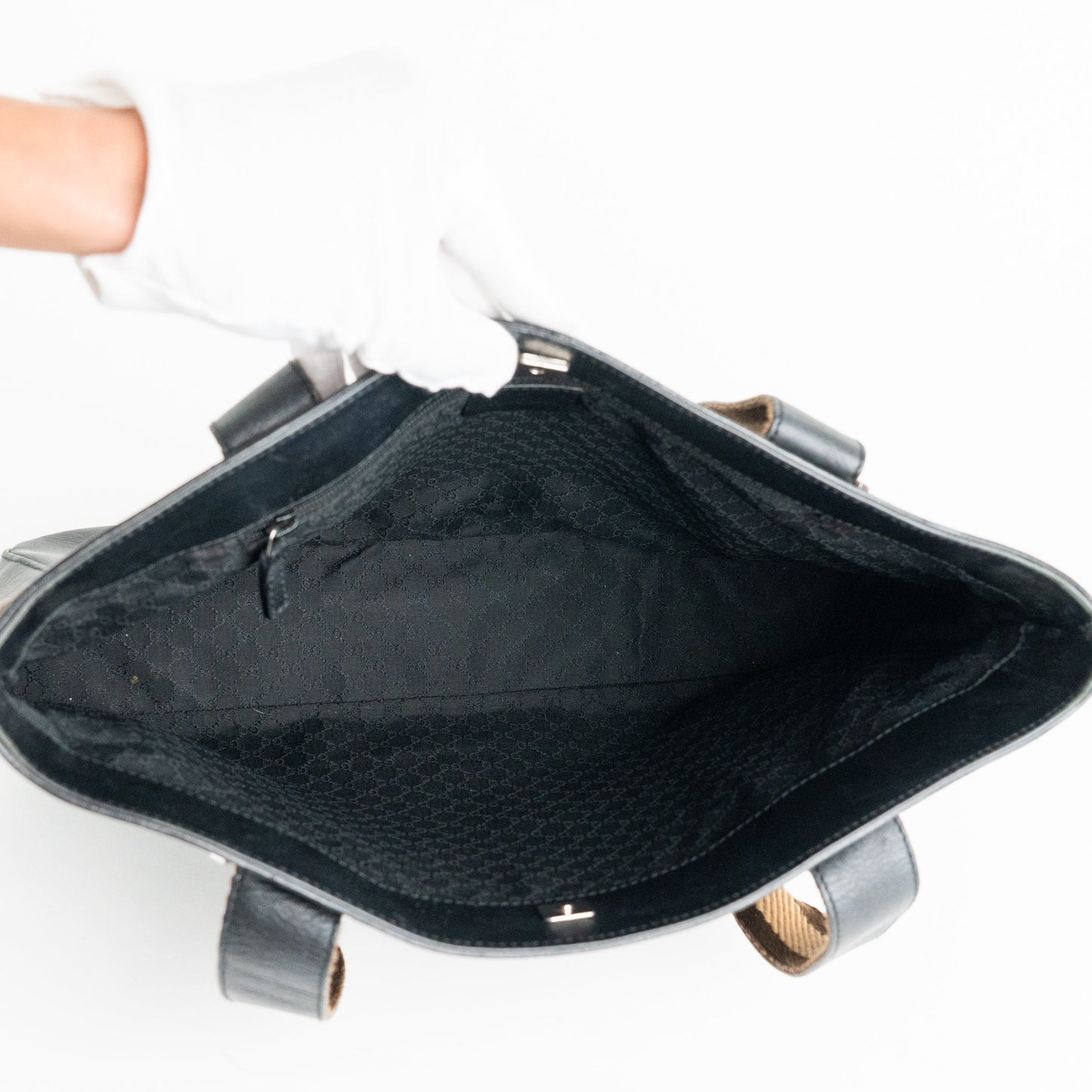 Gucci Black Leather Web Shoulder Tote Bag - St. Luxe