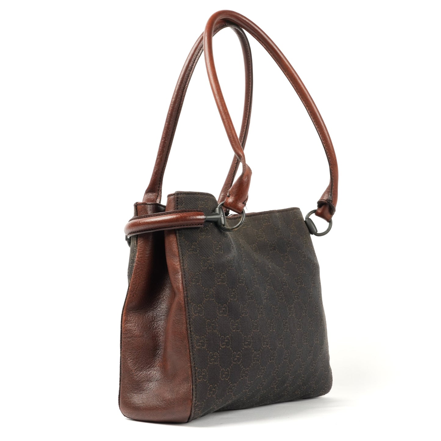 Gucci GG Canvas Horsebit Shoulder Bag - Brown - St. Luxe