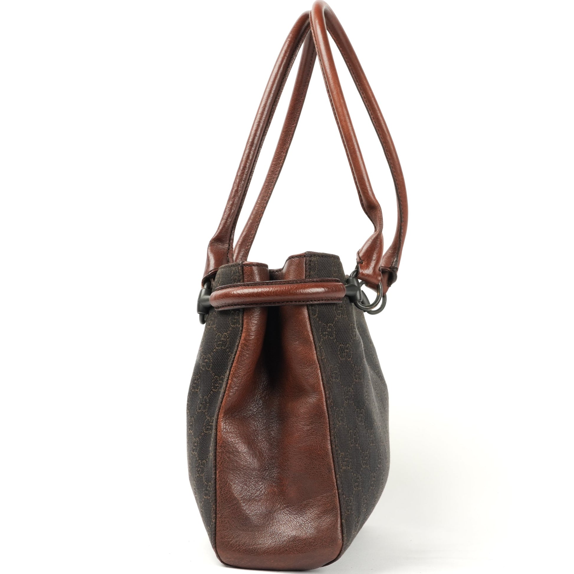 Gucci GG Canvas Horsebit Shoulder Bag - Brown - St. Luxe