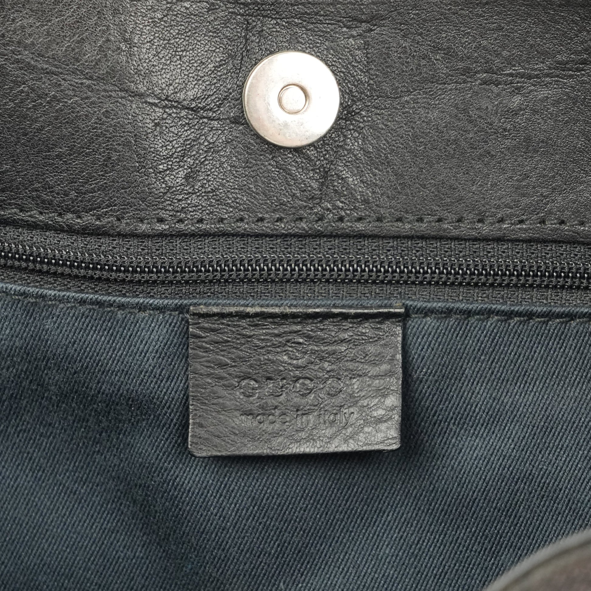 Gucci Horsebit Shoulder Bag - Black GG Monogram with Leather Trim - St. Luxe