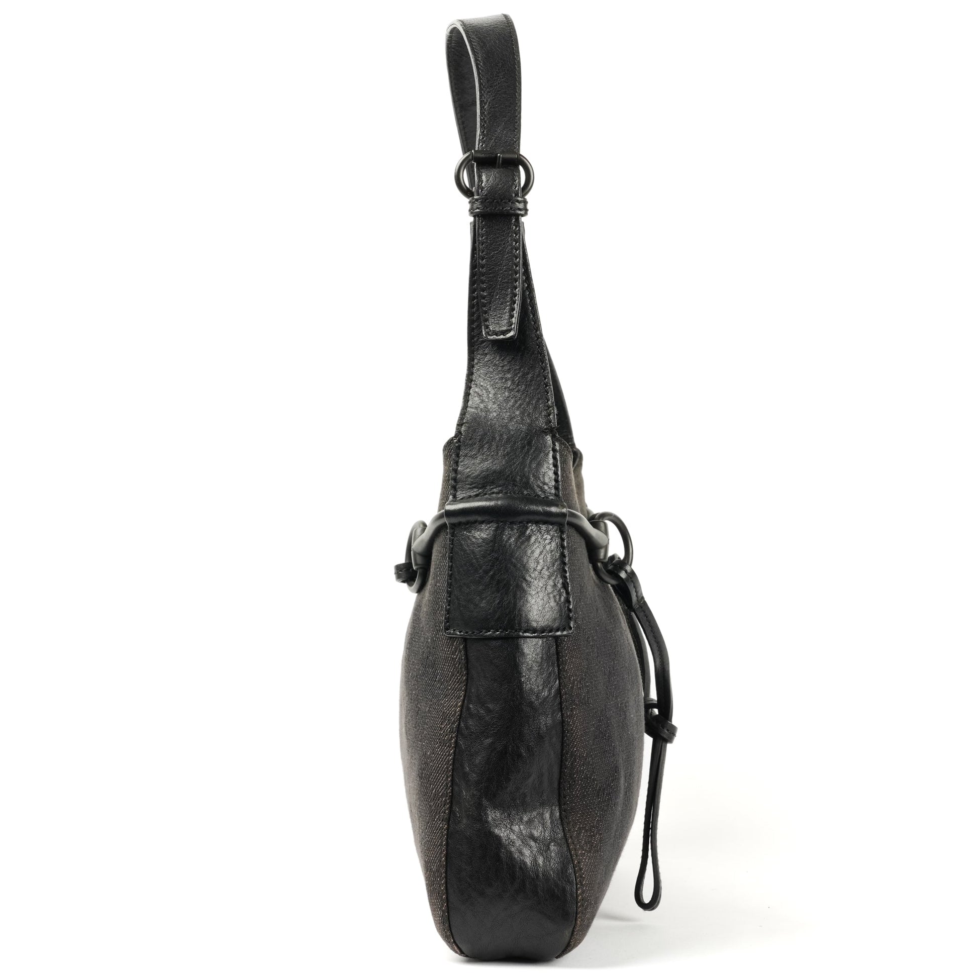 Gucci Horsebit Shoulder Bag - Black GG Monogram with Leather Trim - St. Luxe