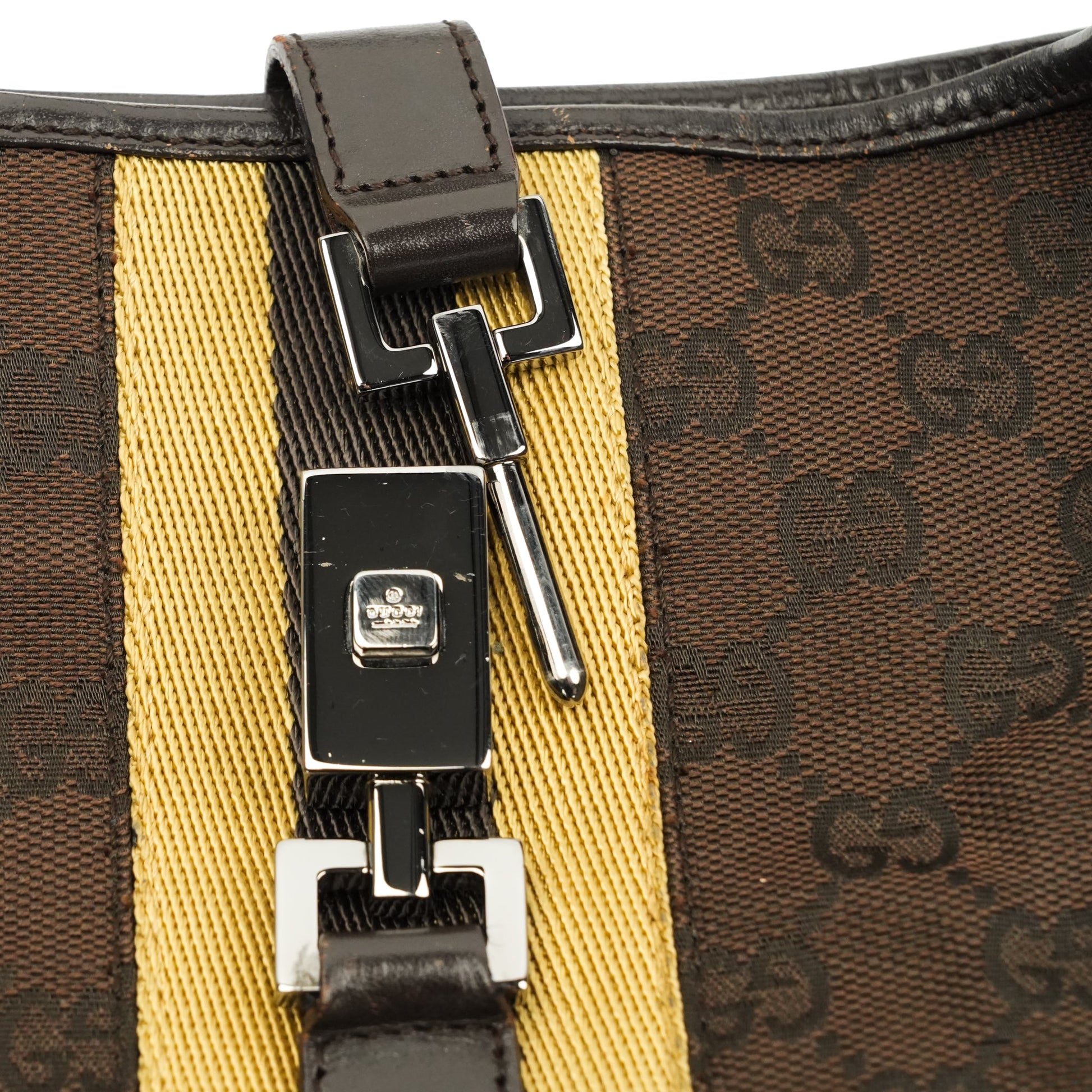 Gucci Jackie Brown GG Canvas Shoulder Bag - Silver Hardware - St. Luxe