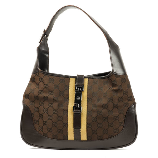 Gucci Jackie Brown GG Canvas Shoulder Bag - Silver Hardware - St. Luxe