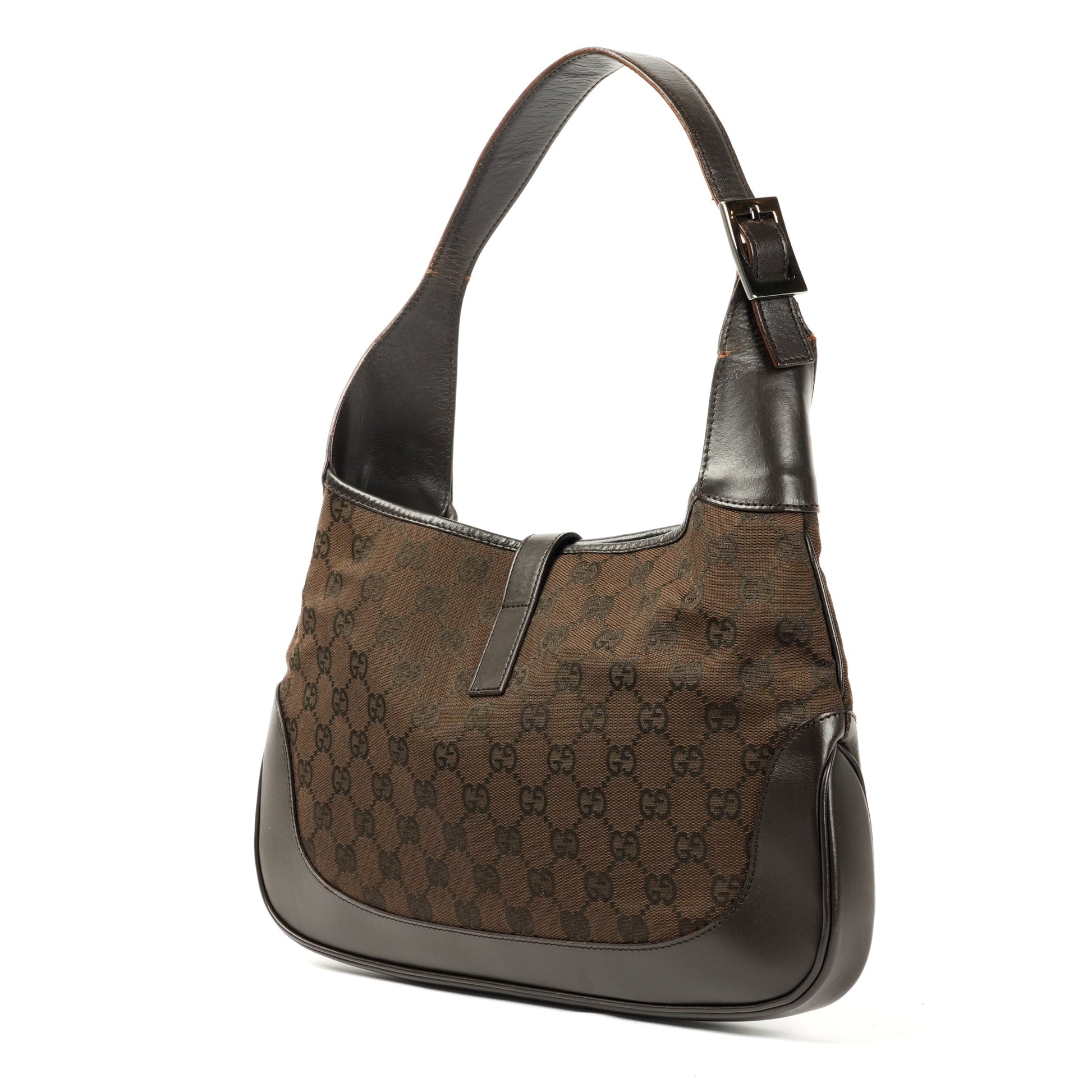 Gucci Jackie Brown GG Canvas Shoulder Bag - Silver Hardware - St. Luxe