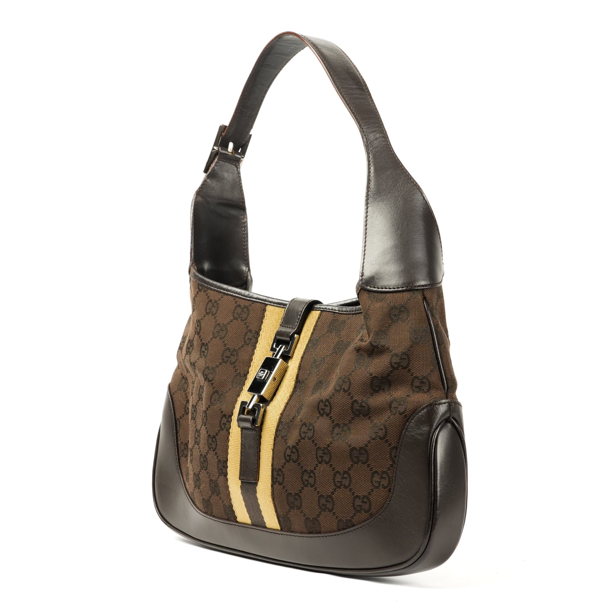 Gucci Jackie Brown GG Canvas Shoulder Bag - Silver Hardware - St. Luxe
